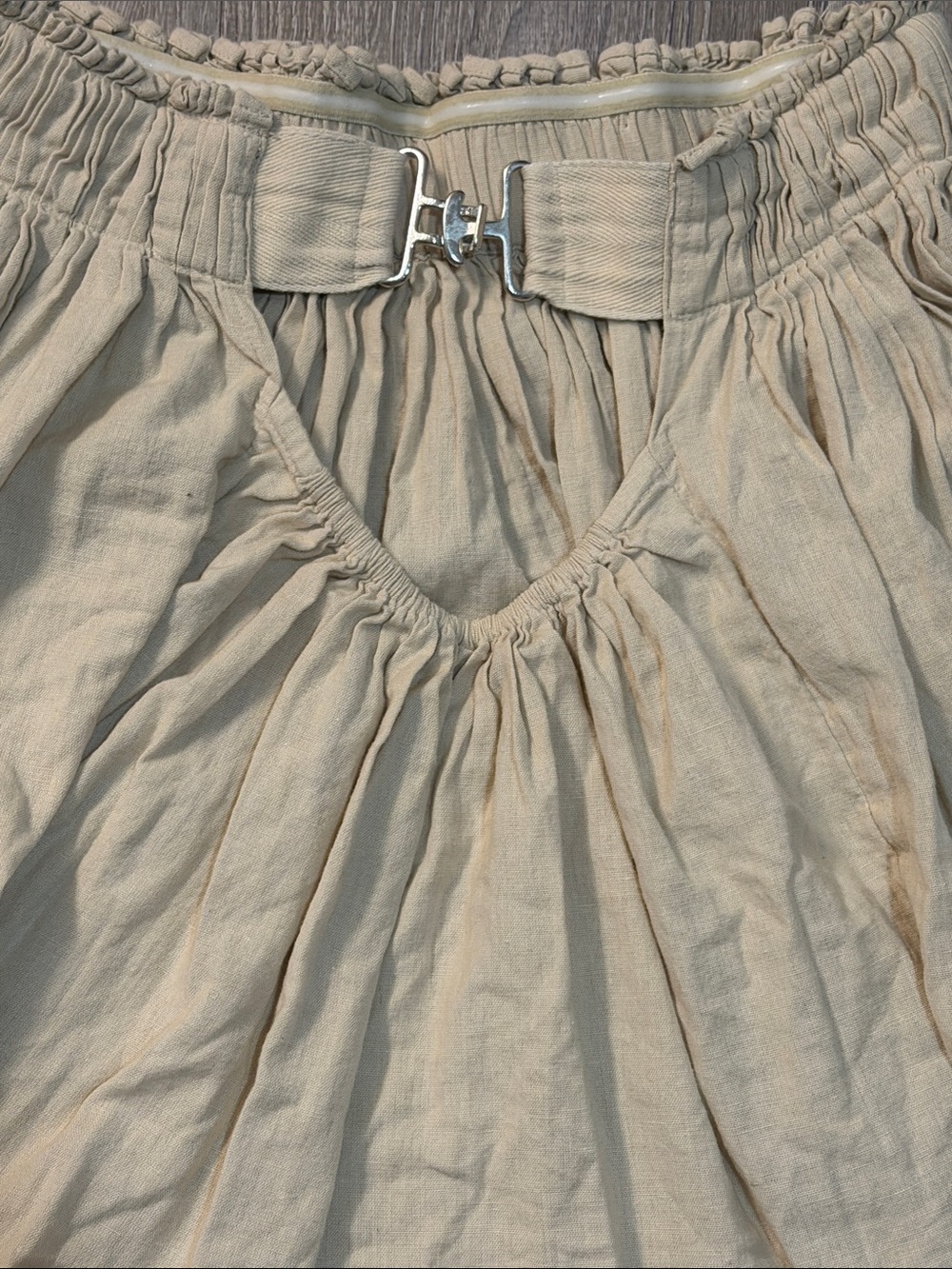 Free People Beige Linen Blend Open Back Keyhole Mini Skirt XS - Picture 4 of 5